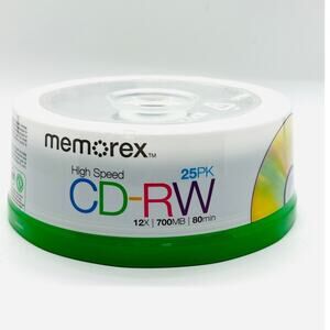 Memorex 700MB/80 Minutes CD-RW; 12X-700MB-80 Min (25-Pack) Sealed New Old Stock
